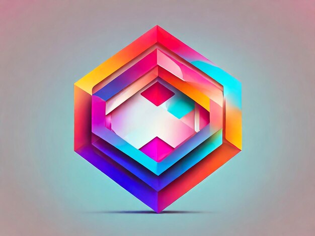 Logotipo geométrico colorido brilhante com gradiente