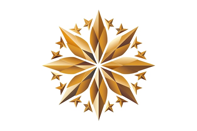 Logotipo geométrico de estrela dourada sobre fundo branco