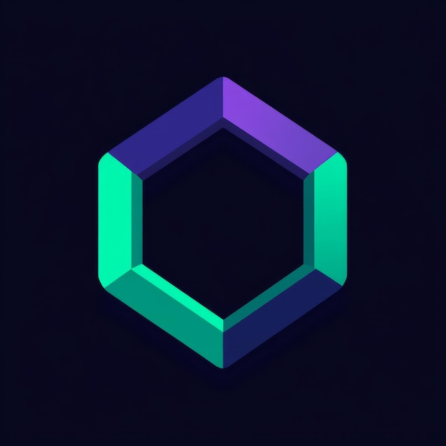 Un logotipo geométrico con una forma hexagonal en colores gradientes