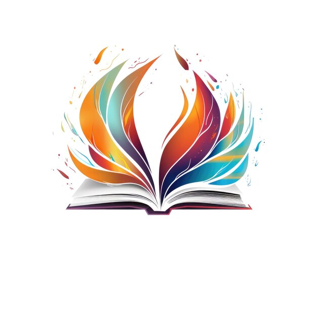 Logotipo gráfico sencillo de libro de colores sobre fondo blanco