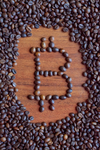 Logotipo de grano de café Bitcoin