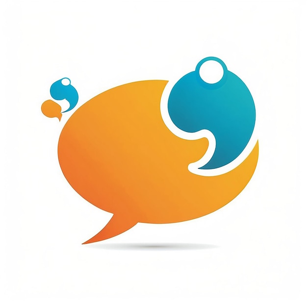 Foto logotipo de habla con burbuja y coma