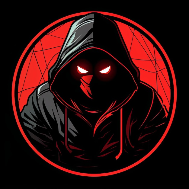 con el logotipo de un hacker encapuchado