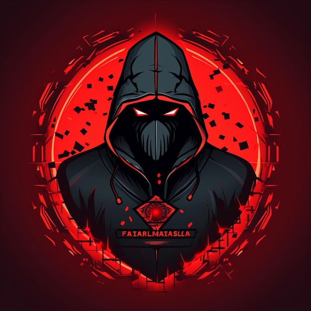 con el logotipo de un hacker encapuchado