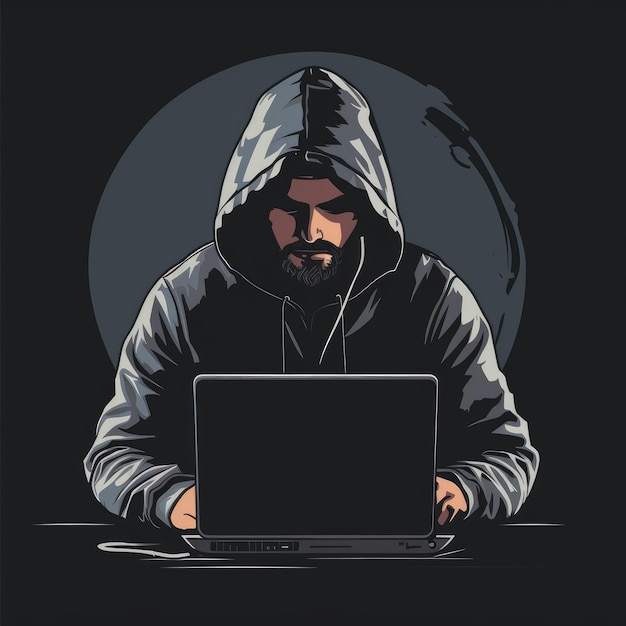 El logotipo del hacker es una ilustración simple generada por la IA.