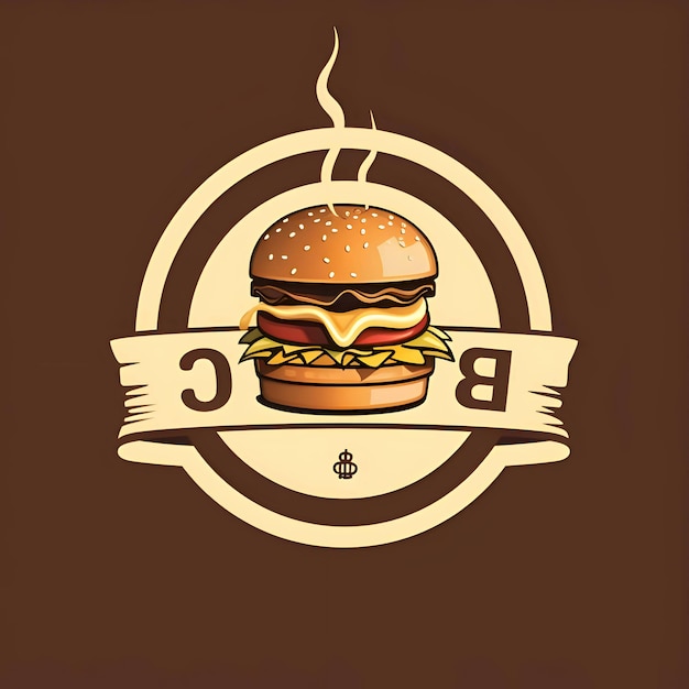 El logotipo de la hamburguesa en un círculo de fondo marrón