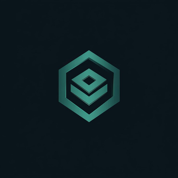 Foto logotipo hexagonal abstracto con un cuadrado en el interior