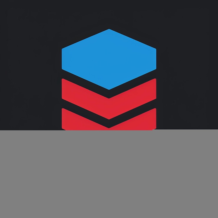 Foto un logotipo de hexágono azul y rojo