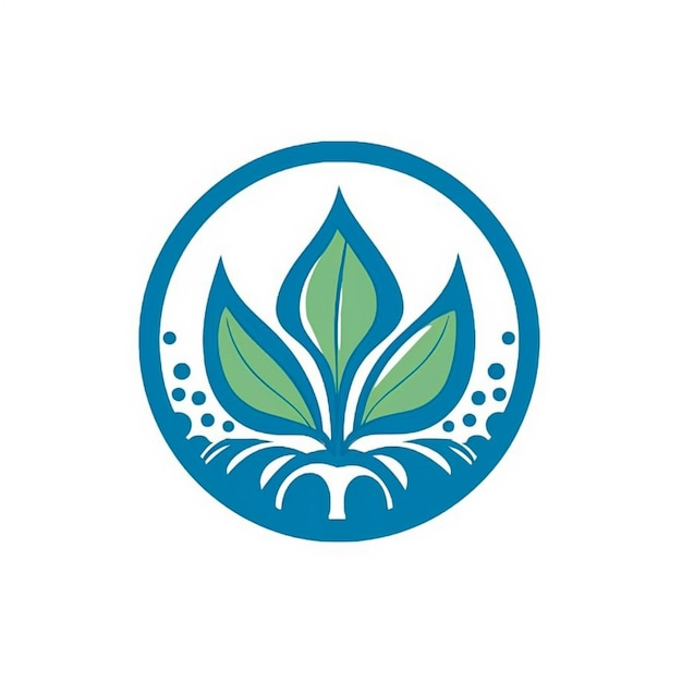Un logotipo de hoja azul y verde con un ai generativo de fondo blanco
