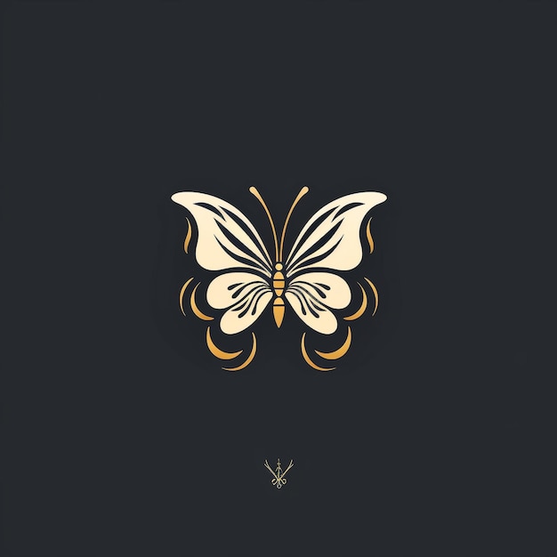Foto el logotipo de la icona plana de la mariposa minimalista geométrica en un fondo colorido