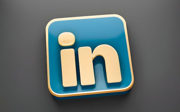 El logotipo del icono 3D de LinkedIn