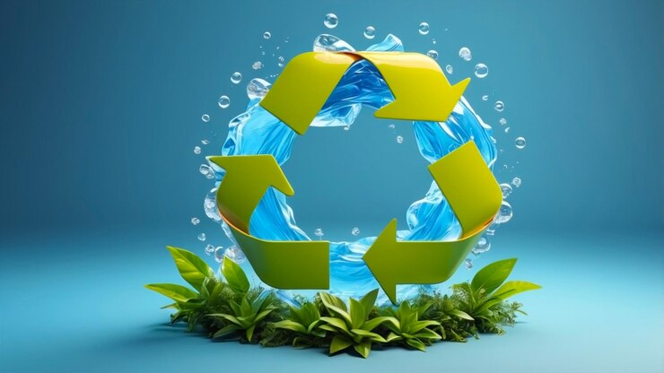 Logotipo de icono 3D que ilustra el concepto de reducción de los residuos plásticos