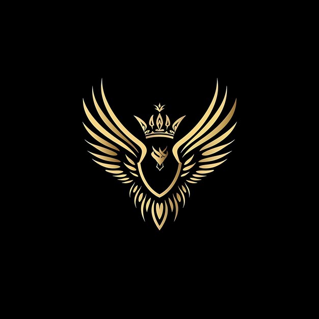 El logotipo del icono del clan del águila noble con alas de águila y el diseño de tatuaje del logotipo creativo Cro medieval