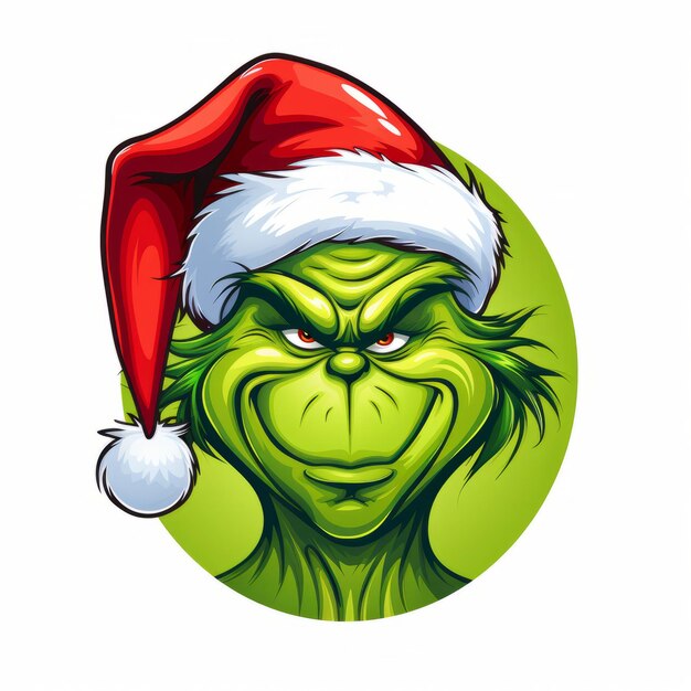 El logotipo del icono del clipart del grinch en fondo blanco AI generativa