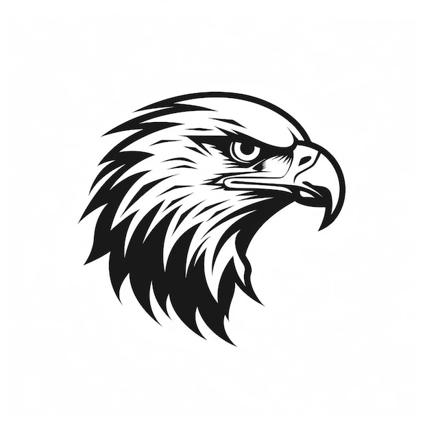 Un logotipo de icono de contorno único en estilo de ilustración de cabeza de halcón colorido