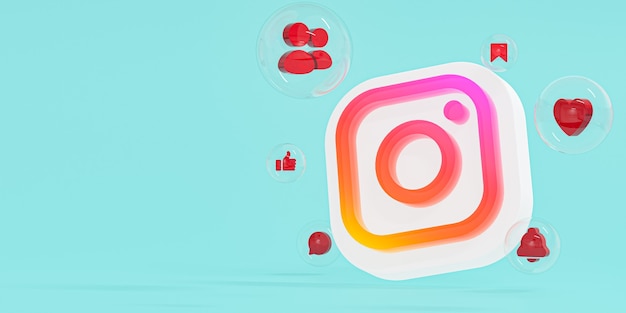 Logotipo ig de vidro acrílico do Instagram e ícones de mídia social com espaço de cópia