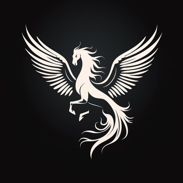 Foto el logotipo de la imagen de pegasus en fondo negro