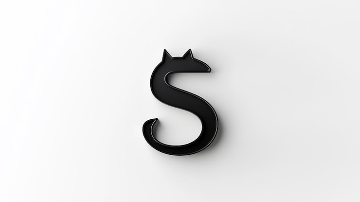 Foto logotipo de imagen personal logotipo minimalista forma de gato s deformación de la letra letras negras sobre fondo blanco