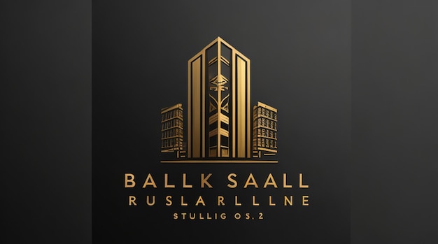 Logotipo imobiliário padrão ouro com edifício