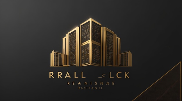 Foto logotipo imobiliário padrão ouro com edifício