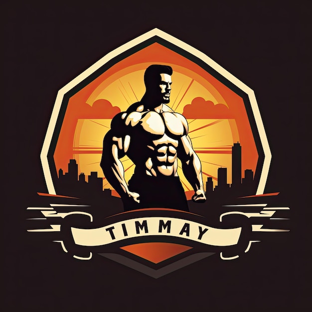Foto el logotipo de la insignia del club de fitness o el diseño de impresión de la camiseta con el hombre musculoso y la barra vector illus