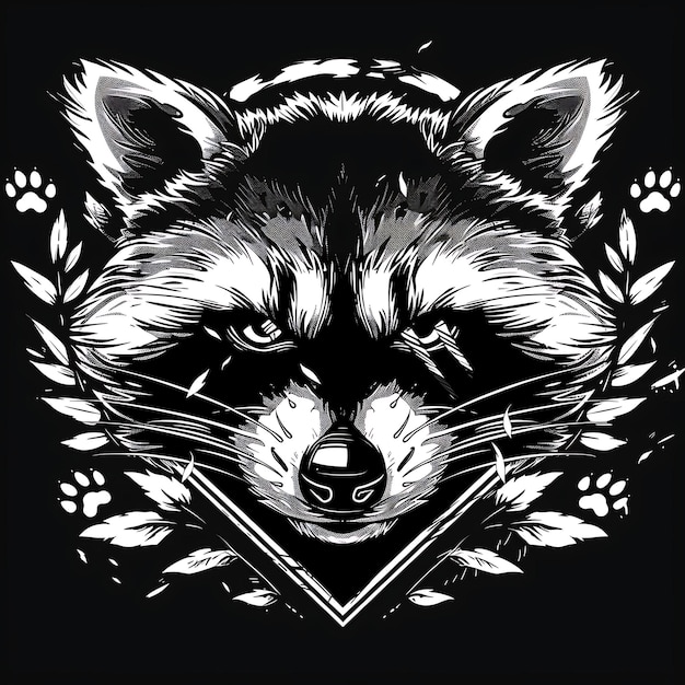 El logotipo de la insignia de la facción Raccoon Cunning con un diseño de tatuaje creativo de Raccoon Weari