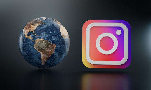 Logotipo de Instagram al lado de Earth Render.