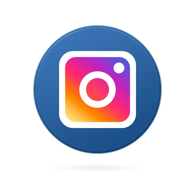 Logotipo de Instagram en el icono de botón redondo con fondo vacío 3d