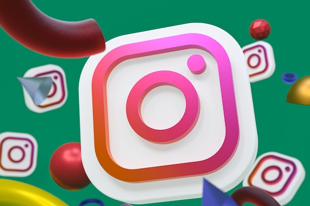 Foto logotipo de instagram ig con elementos geométricos