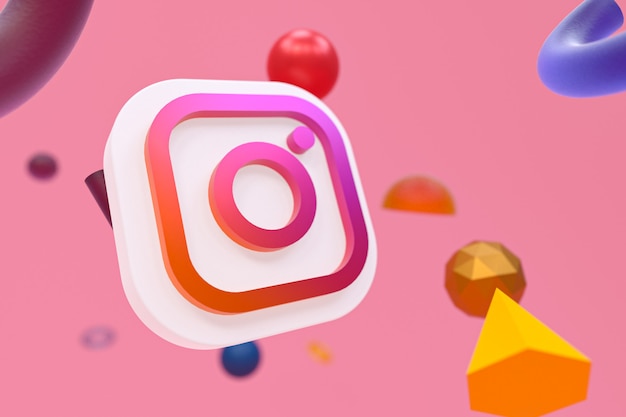 Foto logotipo de instagram ig con elementos geométricos