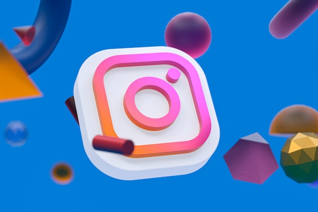 Logotipo de instagram ig sobre fondo geométrico abstracto