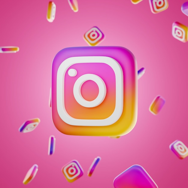 logotipo de instagram con un montón disperso de iconos de fondo