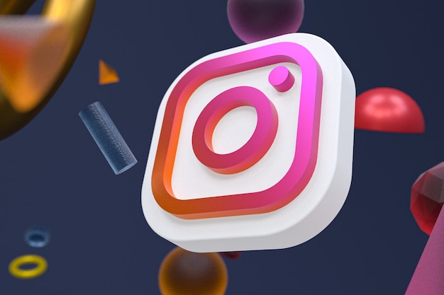 Logotipo de Instagram sobre fondo de geometría abstracta