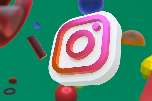 Logotipo de Instagram sobre fondo de geometría abstracta