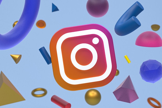 Logotipo de Instagram sobre fondo de geometría abstracta