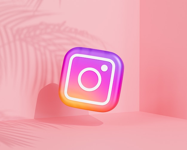 Logotipo de instagram con sombra de hojas tropicales