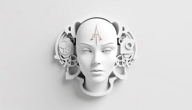 Logotipo de Inteligencia Artificial Minimalista 3D IA simple y fondo blanco de ultra alta calidad