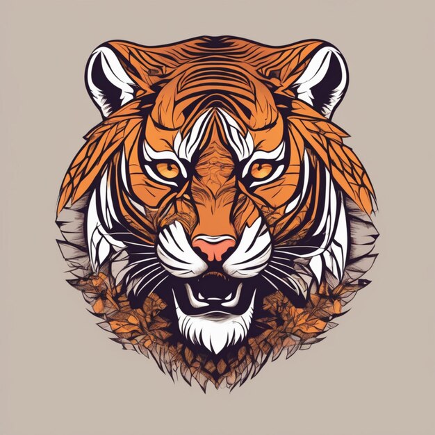 Logotipo intrincado do tigre fractal, mistura única de arte e marca