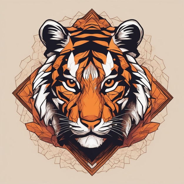 Logotipo intrincado do tigre fractal, mistura única de arte e marca