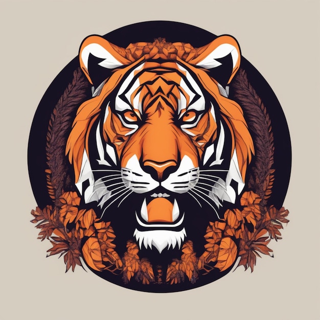 Logotipo intrincado do tigre fractal, mistura única de arte e marca