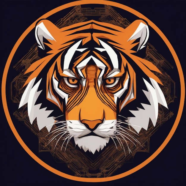 Logotipo intrincado do tigre fractal, mistura única de arte e marca