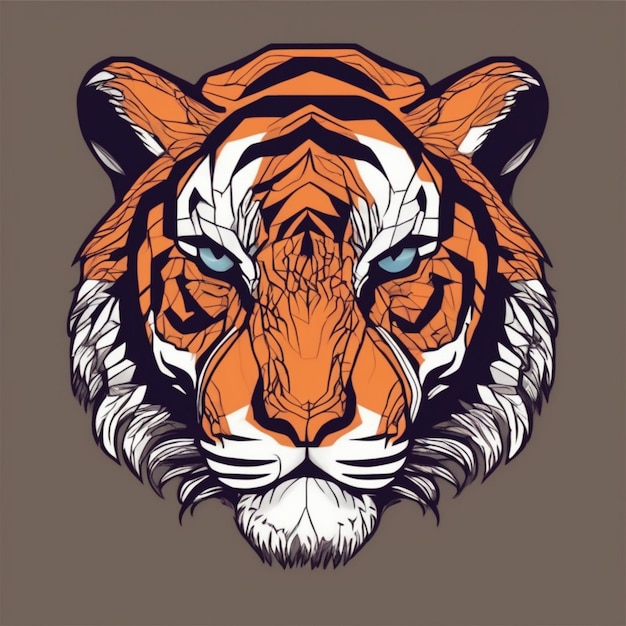 Logotipo intrincado do tigre fractal, mistura única de arte e marca