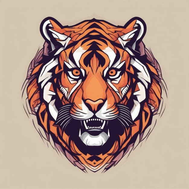 Logotipo intrincado do tigre fractal, mistura única de arte e marca