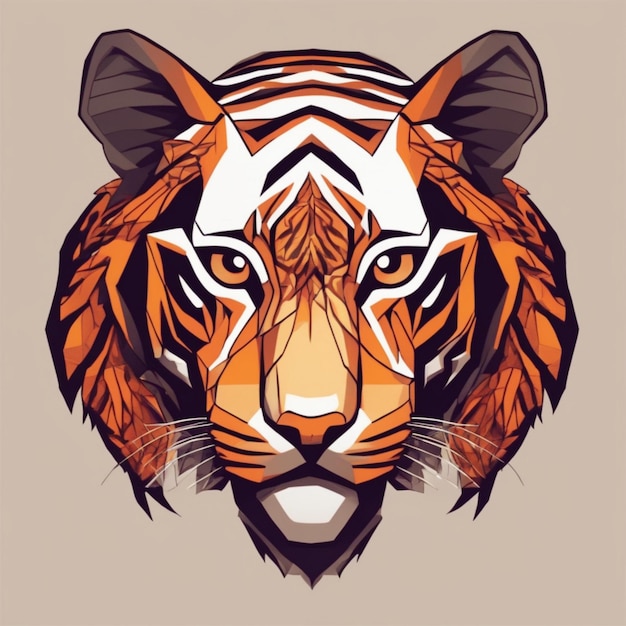 Logotipo intrincado do tigre fractal, mistura única de arte e marca