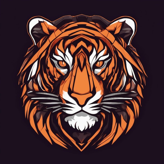 Logotipo intrincado do tigre fractal, mistura única de arte e marca