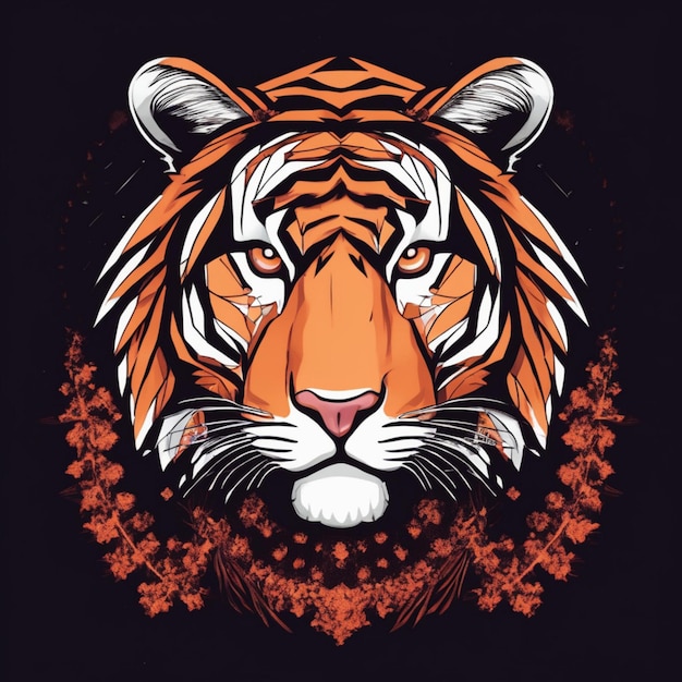 Logotipo intrincado do tigre fractal, mistura única de arte e marca
