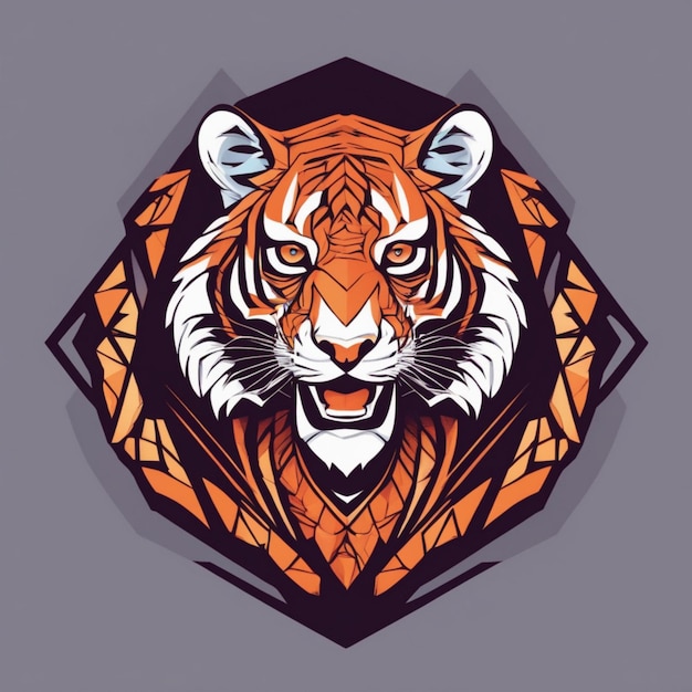 Foto logotipo intrincado do tigre fractal, mistura única de arte e marca