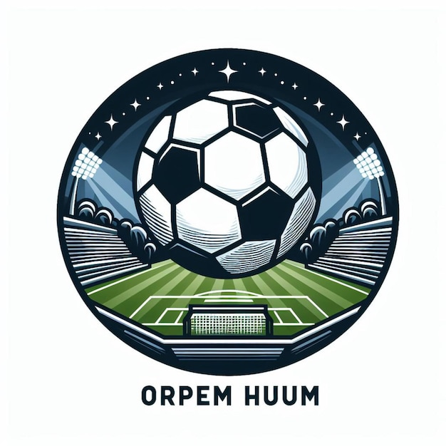 un logotipo para un juego de fútbol con una pelota de fútbol y un logotipo del equipo de fútbol