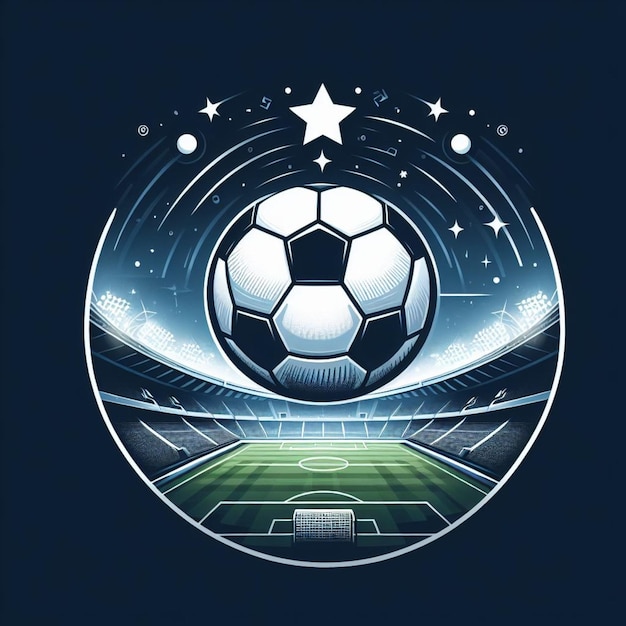 un logotipo para un juego de fútbol con una pelota de fútbol y un logotipo del equipo de fútbol