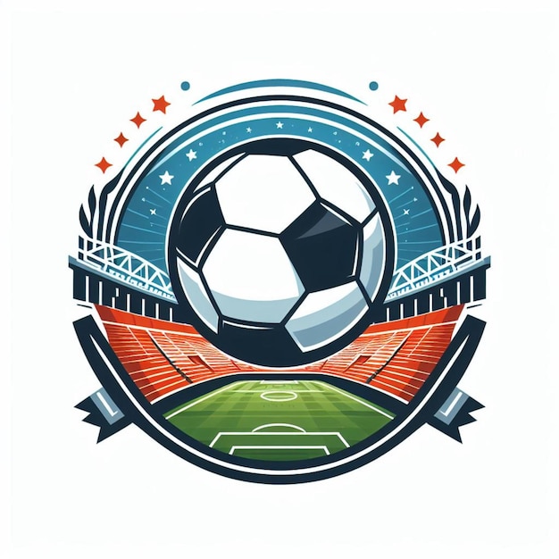 un logotipo para un juego de fútbol con una pelota de fútbol y un logotipo del equipo de fútbol